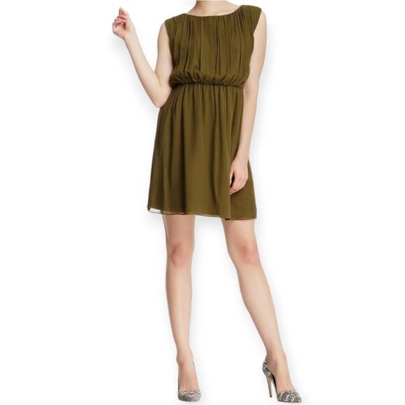 Alice + Olivia Josie Green Silk Blouson Dress, Large - Picture 2 of 11